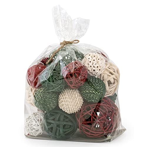 ANDALUCA Holiday Red, White & Green Decorative Vase & Bowl Filler Bag with Orbs, Balls (Green) - color: Green