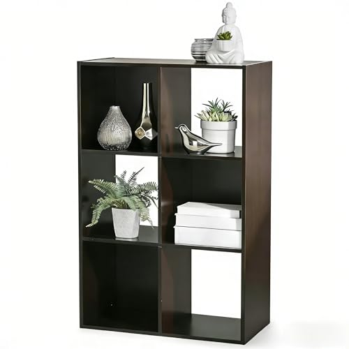 6-Cube Black Storage Rack, Equipped with Hardware Accessories and Installation Instructions. Suitable for Home and Office Can be Placed Horizontally or Vertically. (Espresso)