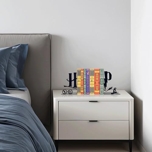 H&P Decorative Bookends – Modern Kids Book Stopper for Shelves, Nook Desk Accessories, and Home Decor