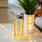 WGVI Hurricane Candle Holder Sleeve, W: 3", Ht: 6", Gold Speckled Glass Cylinder Open Both Ends, Chimney Tube Shade, 1 Piece - size: 3x6"H