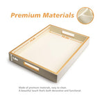 SANZIE Leather Tray Desktop Storage Organizer Premium Serving Trays Decorative Tray Valet Tray for Sundries Cosmetics Phone Wallet Cutlery (White Holder)