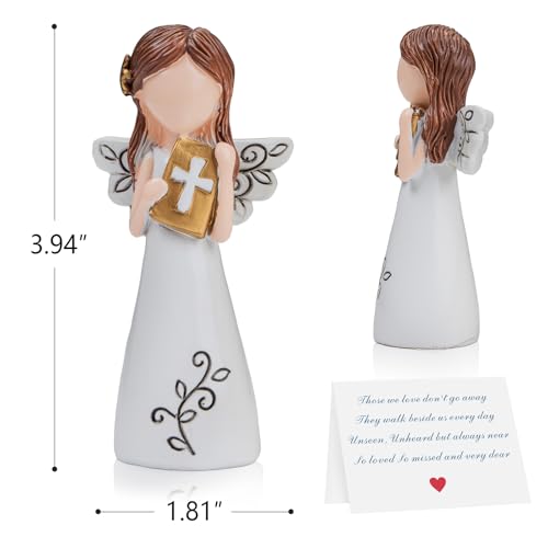 kullder Resin Praying Angel Figurines, Guardian Angel Statue -Sympathy Gifts for Loss of Loved One, Biblical Prayer Decorative Statues, Memorial Gifts for Healing, Christian Grief Gifts for Women - color: Bible Angel Figurine