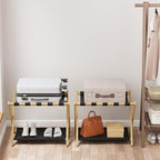 Smuxee Natural Bamboo Luggage Rack Pack of 2, Foldable Suitcase Stand with Storage Shelf, Easily Assembled Luggage Stand with 5 Nylon Straps for Guest Room Bedroom Hotel - color: Natural 2PCS