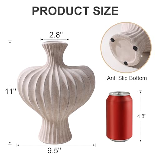Ceramic Flower Vase Home Decor, 11 in Farmhouse Table Vases Rustic Vintage Living Room Kitchen Bedroom Decorations Pottery Decorative Vases for Flowers House Shelf Office Coffee Desk Dining, Rustic - color: 11 in - Rustic