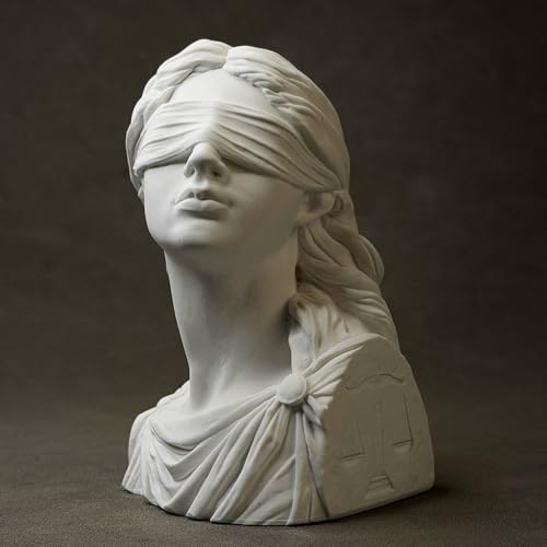 Lady Justice Statue Bust Scales of Justice Decor Greek Roman Plaster Sculpture, Law Office Lawyer Desk Shelf Display Attorney Judge Legal Gift