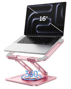LOXP Adjustable Laptop Stand, Computer Stand with 360 Rotating Base, Ergonomic Laptop Riser Mount for Desk Foldable Protable Computer Desk Fits with MacBook Pro Air (10-16") - Pink - color: Dreamy Pink