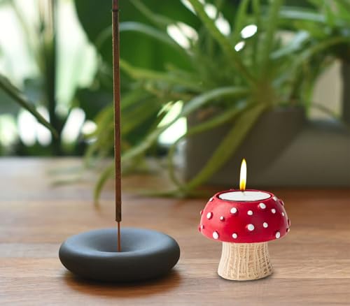 Mushroom Tealight and Taper Candle Holders - 3 PCS Decorative Set for Table - Cute Candlesticks for Tea Light