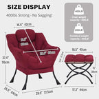 Tiita Lazy Chair with Ottoman, Red Modern Large Accent Chair, Comfy Leisure Sofa Armchair with Ottoman, Reading Chair with Footrest for Bedroom, Living Room, Dorm Rooms, Wine red - color: Burgundy