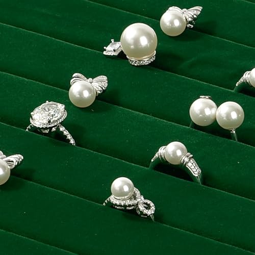 7 Slots Velvet Jewelry Tray Ring Earring Display Tray Jewelry Drawer Organizer Ring Earring Holder Storage (Green) - size: 7 Slots for Ring/Earring