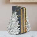 Creative Co-Op Decorative Resin Pinecone Bookends, Silver Finish, Set of 2 - color: Silver