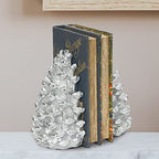 Creative Co-Op Decorative Resin Pinecone Bookends, Silver Finish, Set of 2 - color: Silver