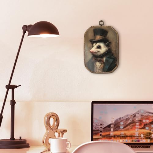 Hxlac Vintage Opossum Rectangular Wall Art Framed, Dark Moody Opossum Rectangular Wall Decor, Rustic Farm Animal Hanging Canvas Prints Wall Sculptures for Home Living Room Bedroom Decor, 7.1x10.2 Inch - color: victorian opossum-1