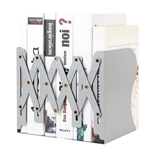 Aobopar Book Ends, Bookends for Shelves, Book Organizer for Desk, Metal Bookends for Heavy Books, Book Holders for Shelves, Suitable for Office, Home and School Use (Grey) - color: Gray