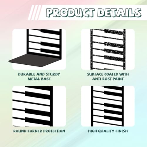 Peacoblue Metal Bookends for Shelves, Modern Decorative Heavy Duty Study Book Ends Stoppers for Office, Desk, Shelf, Room 5.3"x4.3"x7.9" Cast Iron Simple Tall Bookends 1 Pair (Piano Keys) - style: Piano Keys