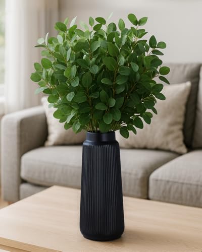 Black Ceramic Vase, 8 Inch Conical Flower Vase with Narrow Mouth for Pampas Grass, Modern Tapered Decorative Vase for Home Decor, Living Room Table, Shelf - color: Black03
