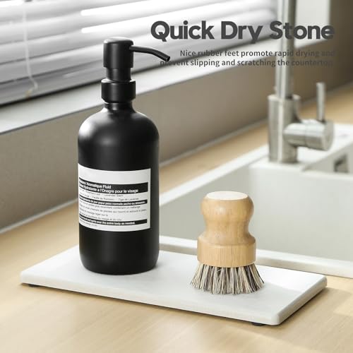 2PCS 10"x 5" Large Bathroom Sink Vanity Trays, Water Absorbing Diatomite Stone Quick Drying Mat for Kitchen Counter, Dish Rack Dispensers Sponge Holder Caddy Organizer, Beige, 10"x 5" - color: 2 Pack - Greige, size: 10" x 5"