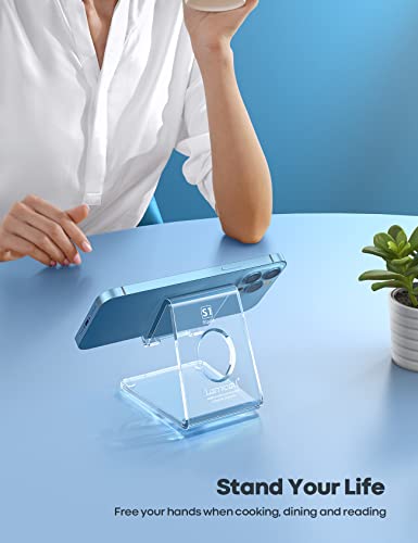 Lamicall Cell Phone Stand, Desk Accessories - Clear Office Cell Phone Holder, Acrylic Phone Stand, Desktop, Acrylic Office Desk Decor Accessories, Suitable for iPhone, 4-8'' Phone, Gifts - color: clear