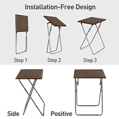 Garden 4 you 25In Portable Folding TV Tray Table on Bed & Sofa,TV Dinner Tray with Sturdy MDF,Portable Table with No Assembly Required （Walnut,1PC） - color: Walnut, size: 1pc