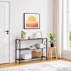 Hoctieon Industrial Console Table, 3 Tier Entryway Table, Hallway Table, Narrow Sofa Table with Shelves, Entrance Table for Entryway, Living Room, Foyer, Hallway, Office, Rustic Brown&Black - color: Rustic Brown