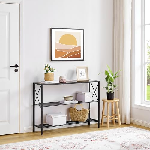 Hoctieon Industrial Console Table, 3 Tier Entryway Table, Hallway Table, Narrow Sofa Table with Shelves, Entrance Table for Entryway, Living Room, Foyer, Hallway, Office, Rustic Brown&Black - color: Rustic Brown