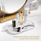 Luxspire Bathroom Vanity Tray, Handmade Resin Kitchen Tray, Oval Toilet Tank Tray, Bathroom Countertop Organizer Tray for Jewelry/Perfume/Soap Dispenser/Hand Towel - 11.4 Inch, Marble White - color: Marble White, style: Medium