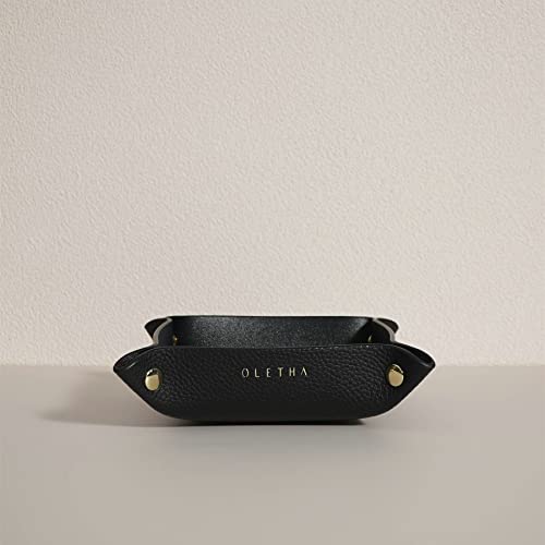 OLETHA Small Foldable Valet Tray - Aesthetic Desk Organizer for Home, Office & Travel - Portable Catch All Bowl for Keys, Jewelry & Essentials - Black - color: Black