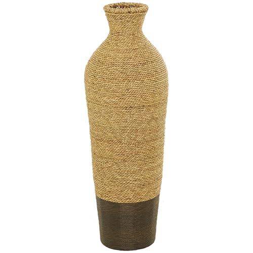 Deco 79 Seagrass Handmade Decorative Vase Tall Woven Floor Centerpiece Vase, Vase for Home Decoration 11" x 11" x 33", Brown - size: 11" x 11" x 33"