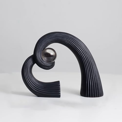 Modern Black and White Ceramic Sculpture - Abstract Art Centerpiece for Dining Table, Coffee Table Decor, Home & Office (White) - color: White
