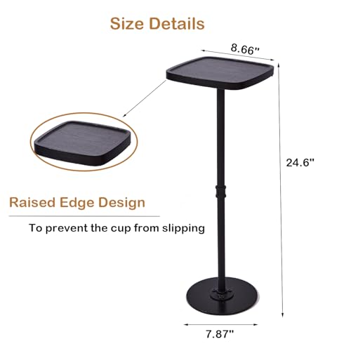 Drink Table, Small Pedestal Side Table, Cocktail Martini Tables Drink Stand, Modern Square Tiny Accent End Table with Metal Base for Small Spaces Living Room Bedroom Office Bar (Black) - color: Black