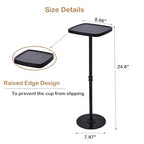 Drink Table, Small Pedestal Side Table, Cocktail Martini Tables Drink Stand, Modern Square Tiny Accent End Table with Metal Base for Small Spaces Living Room Bedroom Office Bar (Black) - color: Black