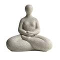 Abstract Meditation Lady Statue, 5.2 inches, White Resin Yoga Figurine, Modern Home Office Desk Decor - color: Rough White