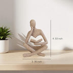 MAOBUYOU Bookshelf Decor Thinker Statue, Abstract Art Reading Sculpture Figurine, Modern Home Decoration for Living Room Office Shelves Coffee Table Desk, Beige