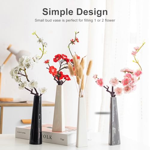 7 Inch Frosted White Ceramic Tapered Tabletop Vase Modern Minimalist Vase for Home Office Decor