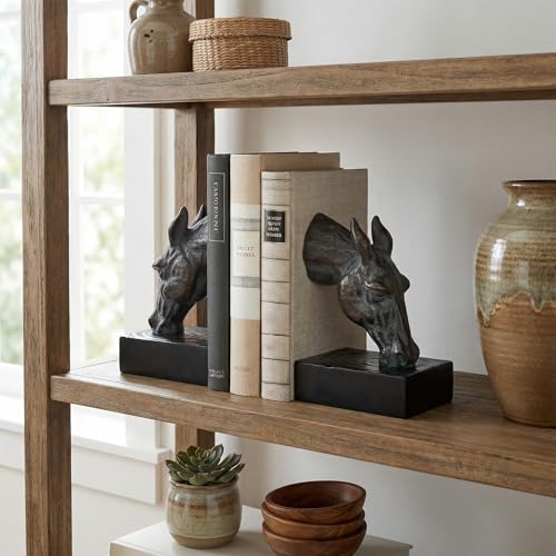Book Ends for Shelves, Horse Decorative Bookends for Heavy Books, Heavy Duty Book Ends with Anti-Slip Base Book Stopper for Shelves Books Home Office Decor (Bronze) - color: Bronze