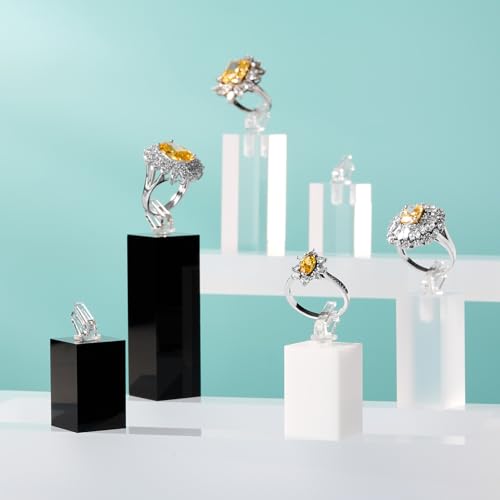 Acrylic Jewelry Ring Display Stand 4 Piece Acrylic Jewelry Ring Display Stand Showcase(Transparent) - color: Transparent
