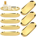 8 Pack 9 Inch Oval Stainless Steel Decorative Tray, Stainless Steel Tea Fruit Tray, 9 inch Gold Oval Trays for Bathroom Vanity, Jewelry, Perfume & Key Organizer (Gold) - size: 8 Pack 9 Inch