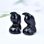 Natural Obsidian Crystal Raven Statue 2" Healing Crystal Handmade Sculpture Lucky Guardian Pocket Statues Reiki Meditation Office Home Decoration Gift - color: Obsidian