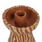 Creative Co-Op Round Decorative Hand-Painted Paper Mache Taper Holder, Brown and Beige