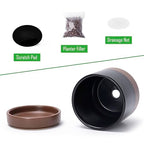 D'vine Dev Set of 2 Plants Pots, 4.7 Inch Ceramic Planter Pot for Plants with Drainage Hole and Saucer, Black/Speckled Tan, 94-V-B-7 - color: Black/Speckled Tan, size: 4.7 Inch
