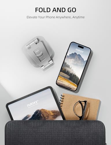 Nulaxy Rotatable Cell Phone Stand, Fully Adjustable Foldable Desktop Phone Holder Cradle Dock, Thick Case Friendly, Compatible with All Phones, Nintendo Switch, Silver - color: C-Silver