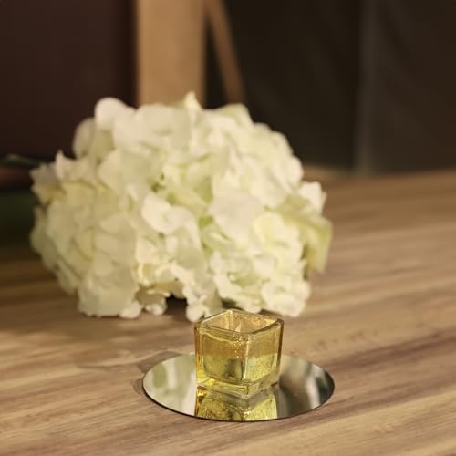 WGV 2 Inch Gold Speckle Square Cube Glass Votive Candle Holder, Small Tiny Mercury Tea Light 2x2”, 1 Pc - color: Gold-square-2"