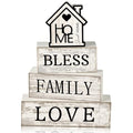 Yuntau 4 Pcs Farmhouse Wooden Tabletop Decor Sweet Home Tiered Tray Decor Rustic Retro Wood Bless Family Love Block Sign Gift Neutral Centerpiece Farmhouse Table Sign for Home Shelf Mantle - style: Sweet Home