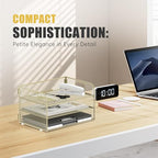 DALTACK 3 Tier Paper Organizer with Handle, Mesh Metal Desk Organizer with Sliding Paper Trays for Letter/A4 Paper, Mail, Bills & Folders, Yellow - color: Golden Yellow