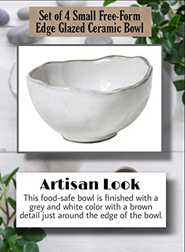 Serene Spaces Living Set of 4 Extra Small Free-Form Edge Glazed Ceramic Bowl, Centerpiece for Vintage Weddings, Events, Home Décor, Measures 4" Diameter, 2.25" Tall - color: 4" Bowl, 4 Pcs