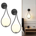 Mid-Century Wall Sconces Set of 2 Black Modern Globe Wall Lighting Indoor Hardwired Wall Lights for Hallway Office,Porch, Bedroom, Living Room,Stairway - color: Black