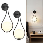 Mid-Century Wall Sconces Set of 2 Black Modern Globe Wall Lighting Indoor Hardwired Wall Lights for Hallway Office,Porch, Bedroom, Living Room,Stairway - color: Black