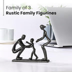 Rustic Family Figurines Family of Three Sculptures Parents and Kid Statue for Bedroom Décor Cast Iron Family Sculpture for Living Room Decor Gifts for Family Unique Art Piece Modern Home Décor - style: Family of Three Sculptures
