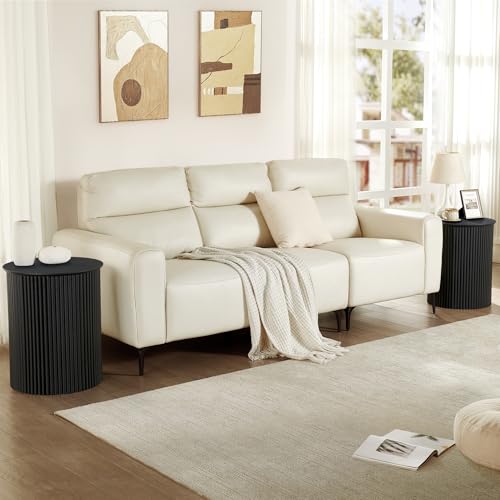 AVZEAR Small Round Side Table Fluted Night Stand Set of 2, 17.7" Mid Century Modern End Table, Circle Bedside Tables Wood Nightstands for Small Spaces, Living Room, Bedroom(Black) - color: Black, size: 17.7"D x 17.7"W x 21.6"H