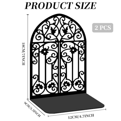 2 Pcs Vintage Door Bookends, Metal Decorative Bookends for Shelves, Heavy Duty Book Holders Suitable for Multiple Scenarios, Black - style: Retro Door
