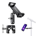 elitehood Aluminum Dual Ball Head Tablet Holder for Mic Stand, Adjustable iPad Mic Stand Holder, Strong Metal iPad Clamp Mount for Aircraft Yoke, Loader, Tractor, Boat, Wheelchair, Stroller, Treadmill - size: 6in - Dual Ball Joint